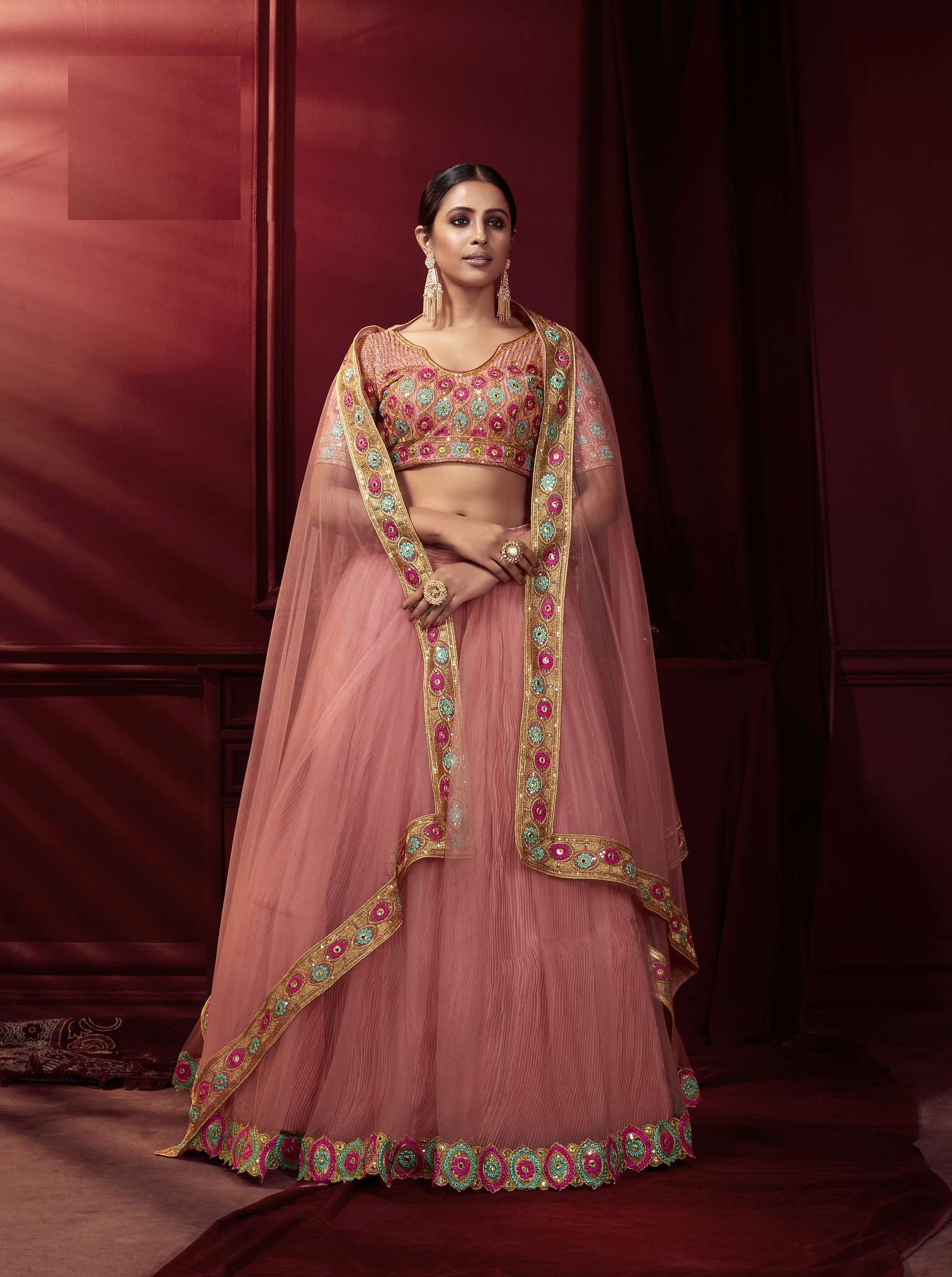 PINK DESIGNER FANCY PARTY WEAR EXCLUSIVE LEHENGA CHOLI SHREEMATEE FASHION 101