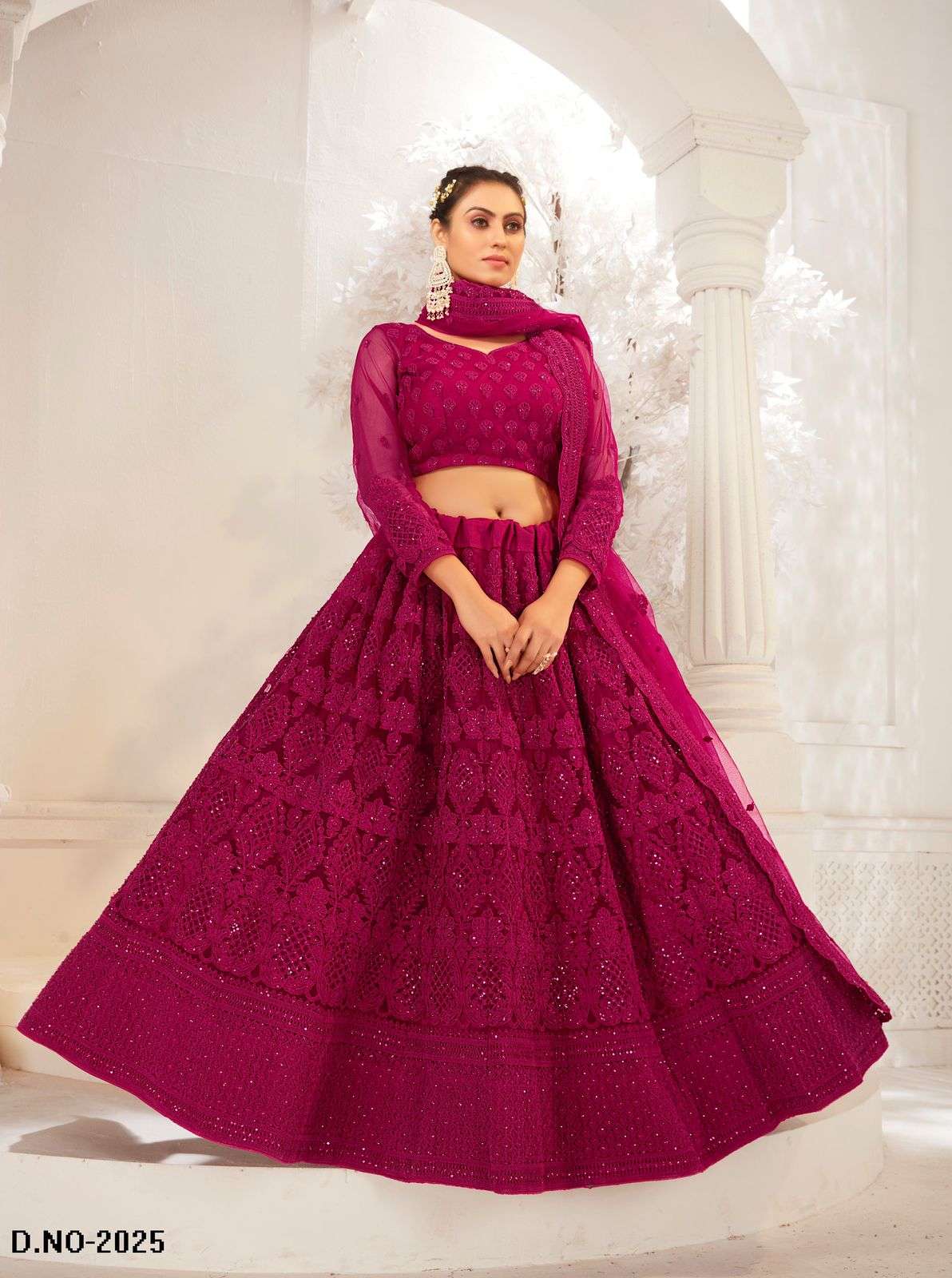 PREMIUM RANI PINK DESIGNER FANCY WEDDING PARTY WEAR EXCLUSIVE HEAVY NET LEHENGA CHOLI VIWAH FASHION SENHORA 2025