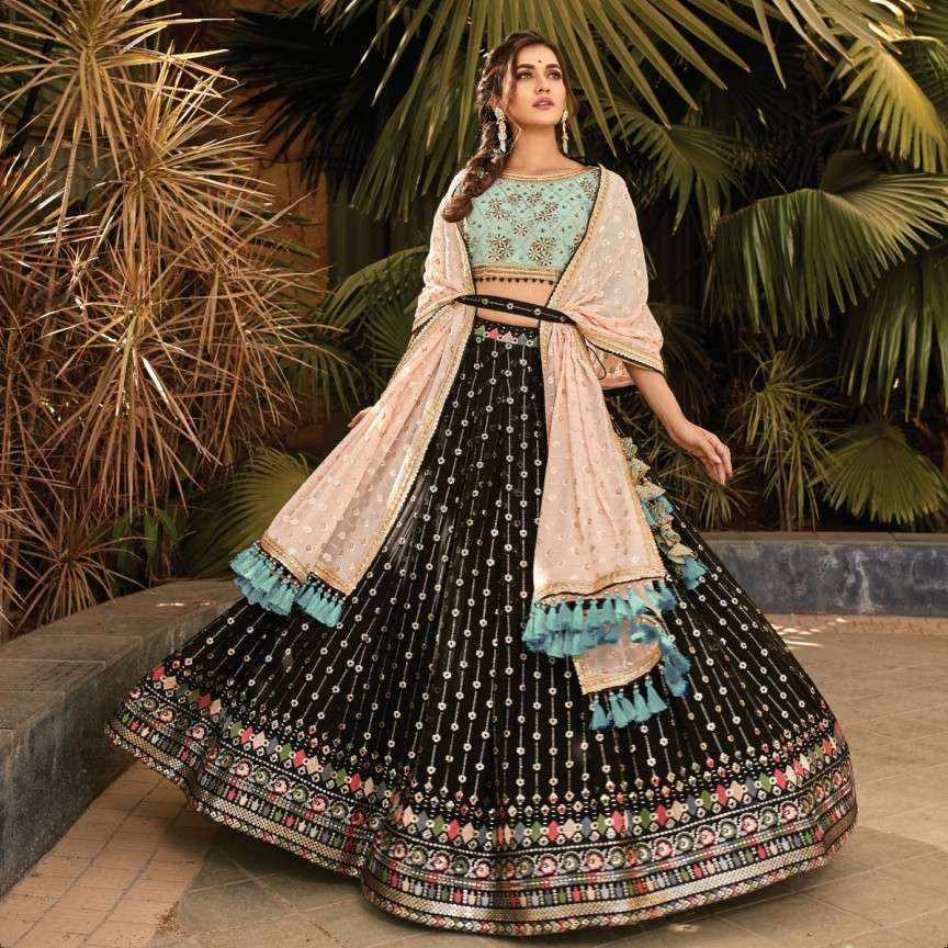 Raw Silk Black Lehenga Choli Pakistani Wedding Dresses – Nameera by Farooq-sgquangbinhtourist.com.vn