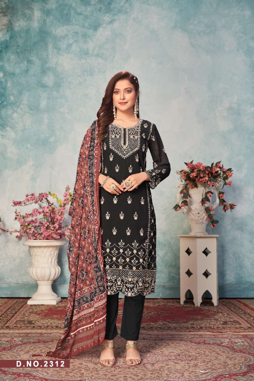 BLACK BEST QUALITY PAKISTANI GEORGETTE SALWAR SUIT AT BEST RATE TW 2312