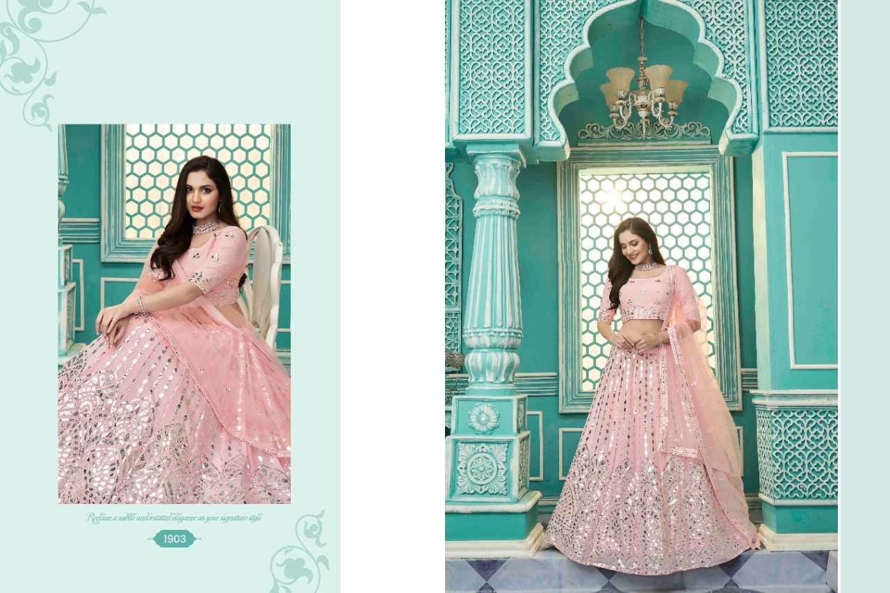 DESIGNER FANCY WEDDING PARTY WEAR PINK GEORGETTE LEHENGA CHOLI COLLECTION 1903