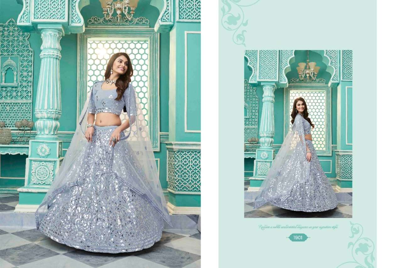 DESIGNER FANCY WEDDING PARTY WEAR SKY BLUE GEORGETTE LEHENGA CHOLI COLLECTION 1901