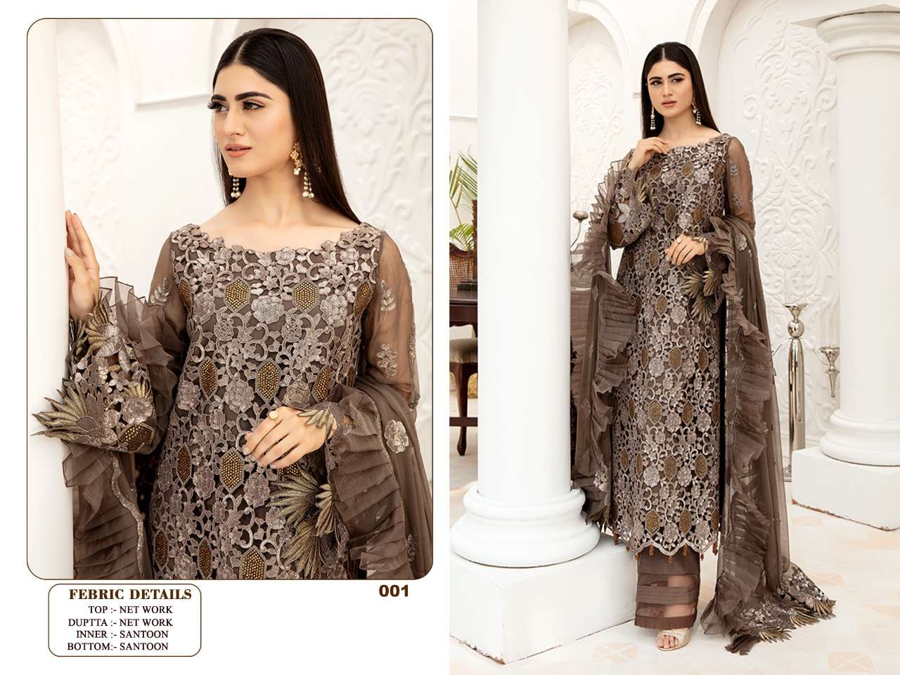 DESIGNER PAKISTANI SALWAR SUIT EXCLUSIVE COLLECTION HT001 GREY