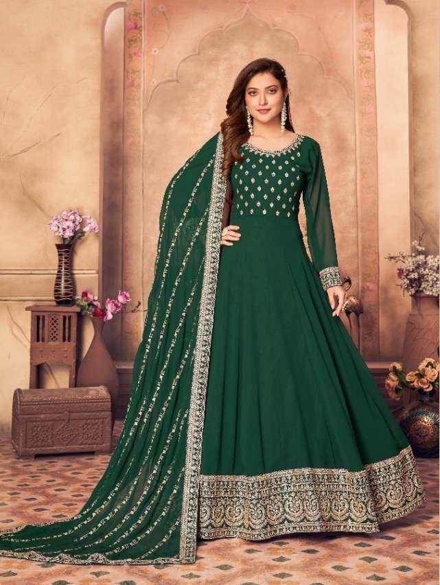 GREEN DESIGNER FANCY PARTY WEAR BEST QUALITY SALWAR SUIT AANAYA 3701