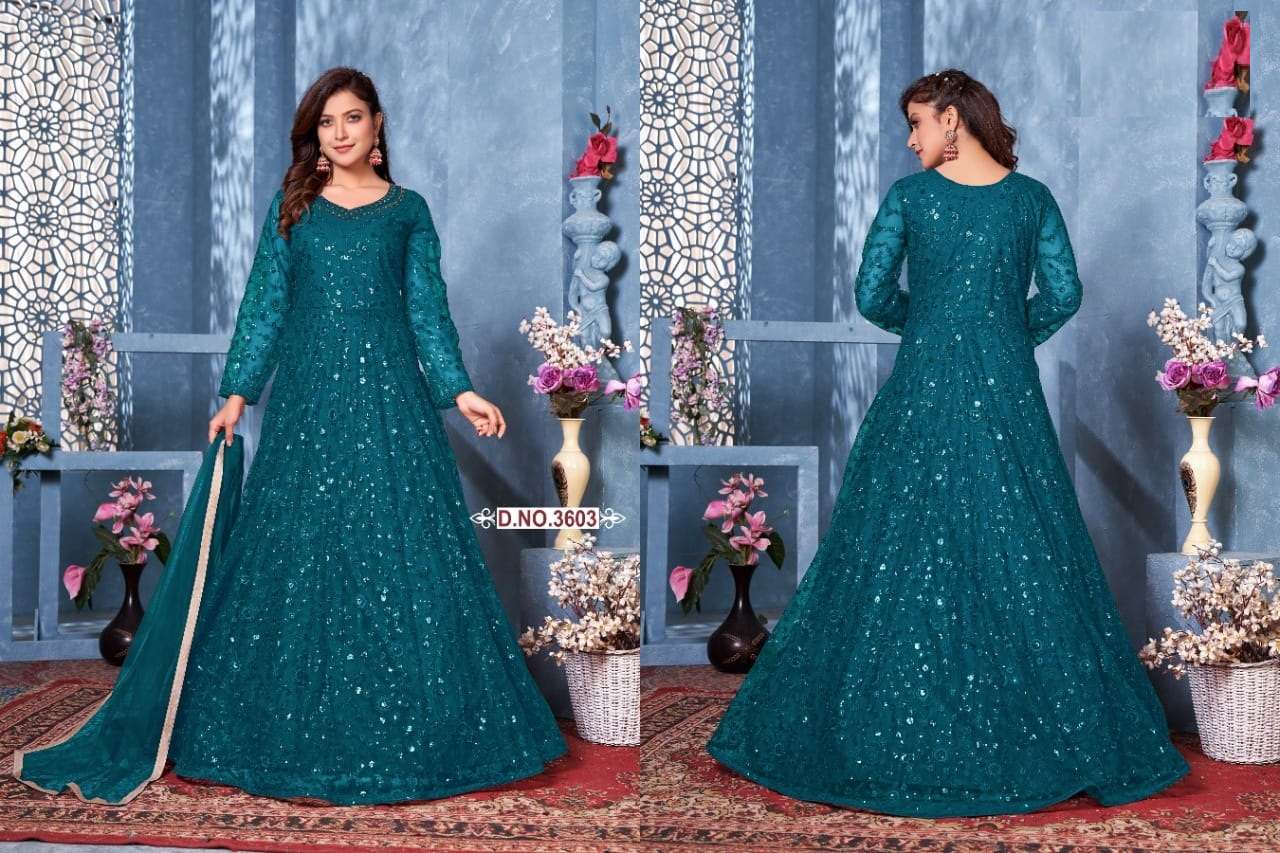 RAMA DESIGNER FANCY PARTY WEAR ANARKALI GOWN SALWAR SUIT AANAYA 3603