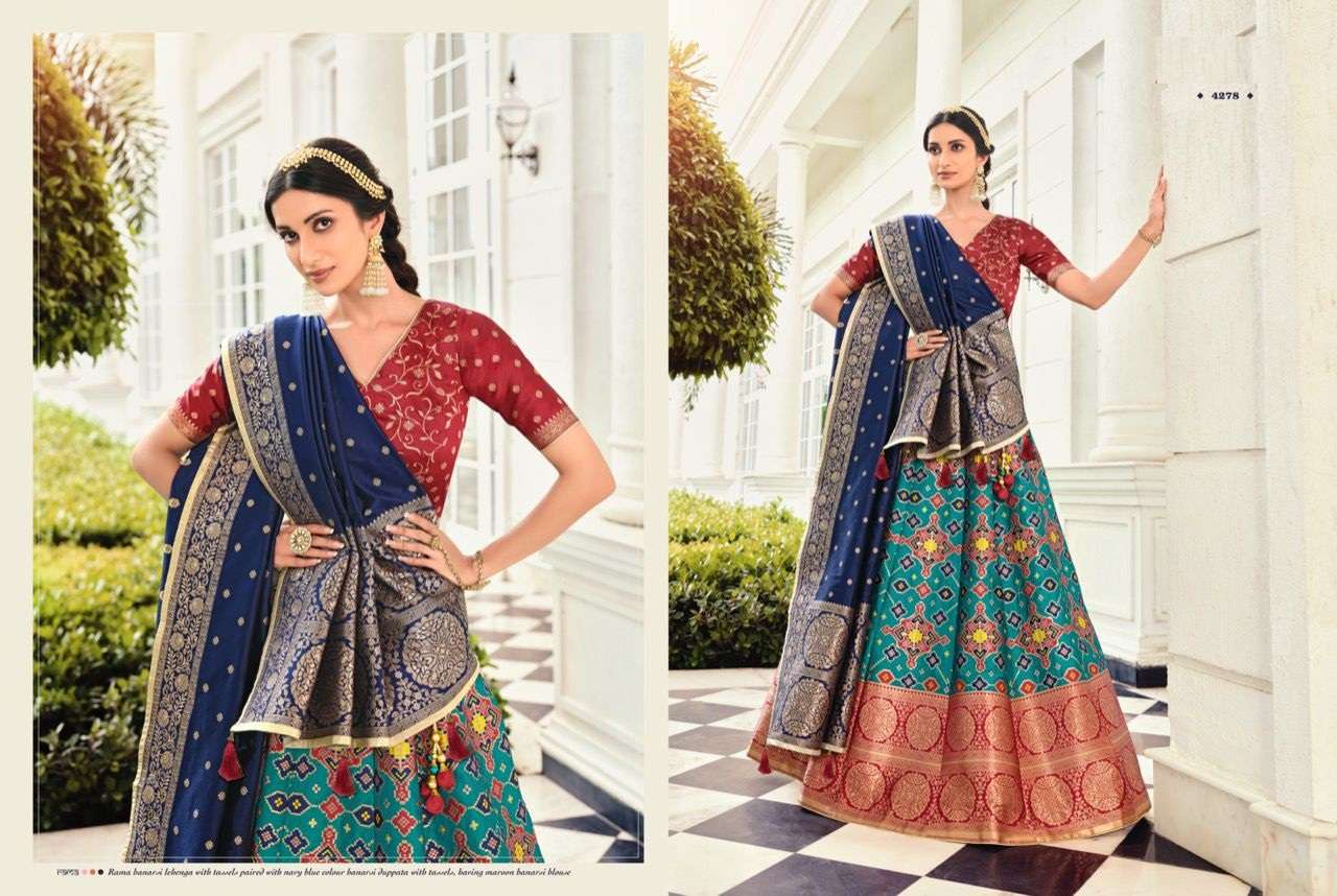 RAMA DESIGNER FANCY WEDDING PARTY WEAR BANARASI SILK LEHENGA CHOLI NAKASHI 4278