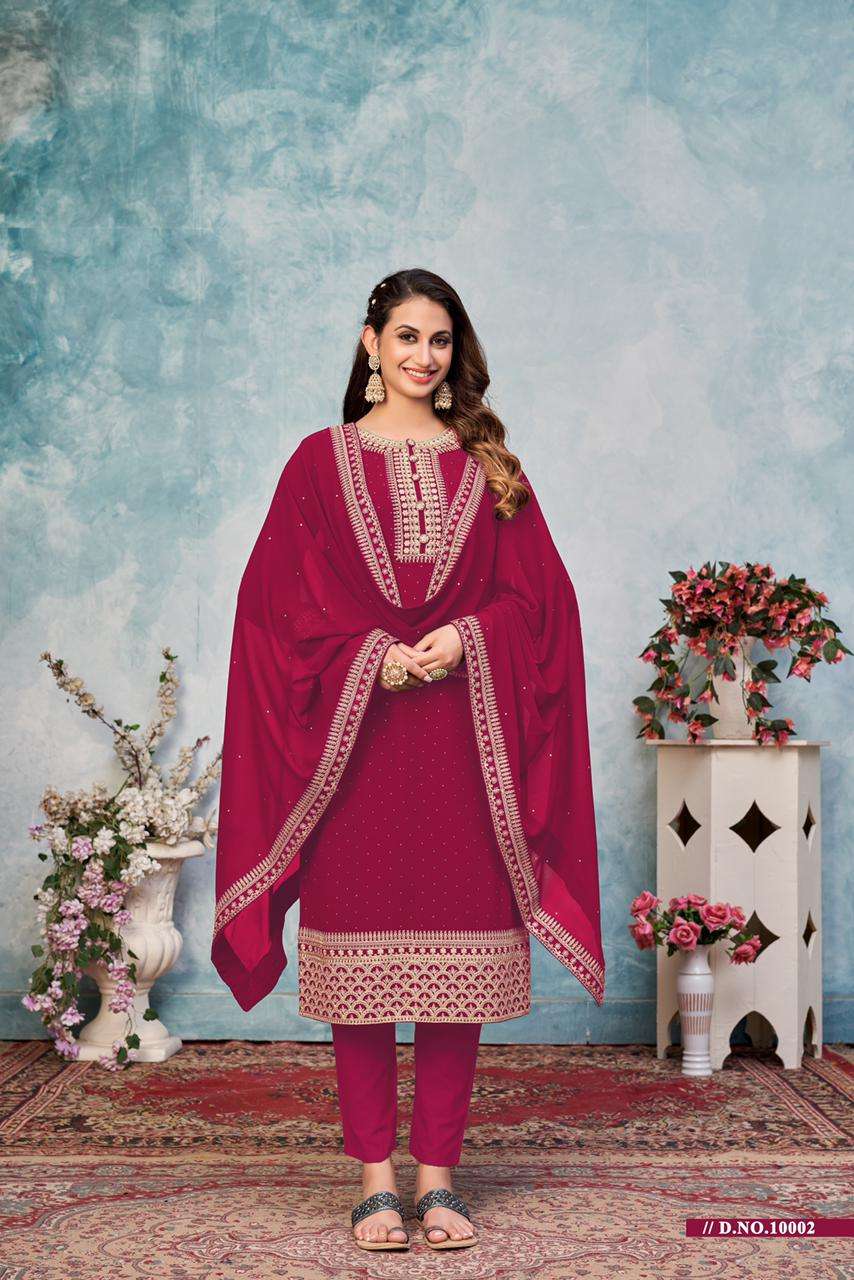 RANI DESIGNER FANCY FAUX GEORGETTE PARTY WEAR STRAIGHT SALWAR SUIT ANJUBAA 10002