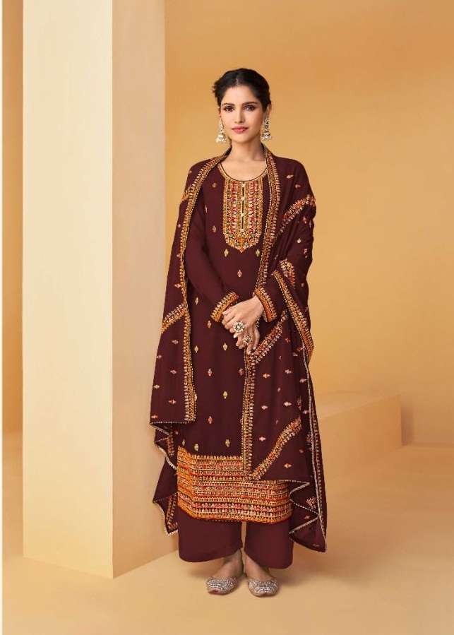 REAL GEORGETTE PARTY WEAR MAROON SALWAR SUIT COLLECTION PALAK 7020 A