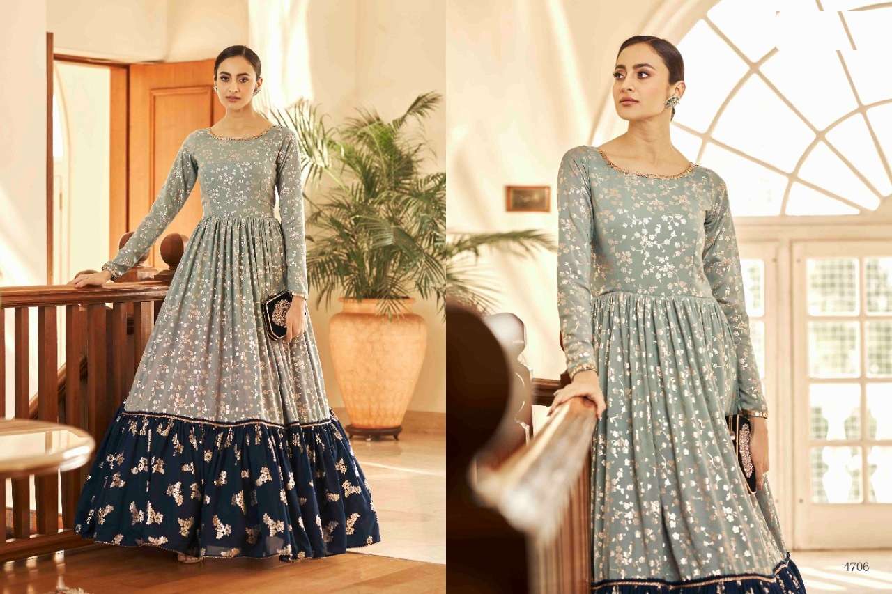 SONALI SHARMA DESIGNER FANCY WEDDING WEAR MULTI COLOR GOWN EXCLUSIVE COLLECTION 4706