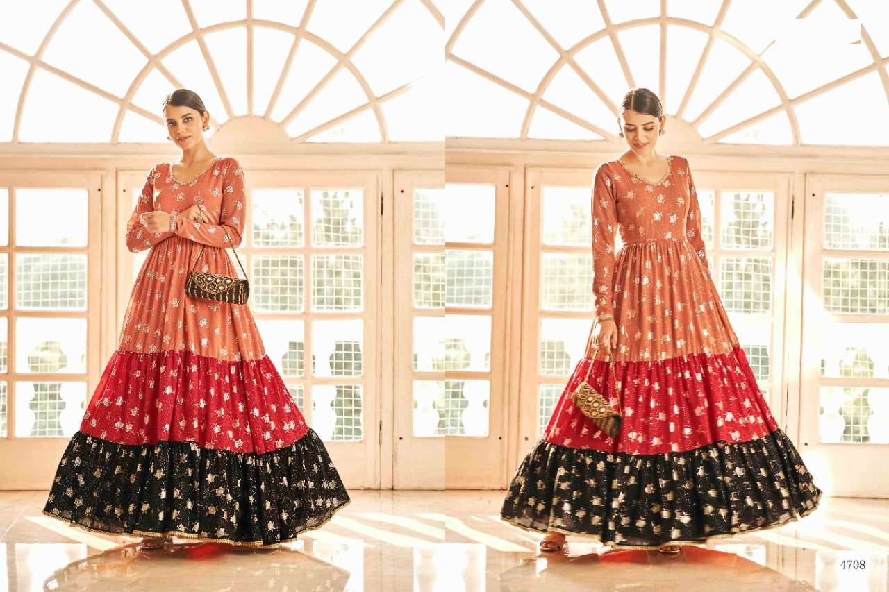 SONALI SHARMA DESIGNER FANCY WEDDING WEAR MULTI COLOR GOWN EXCLUSIVE COLLECTION 4708