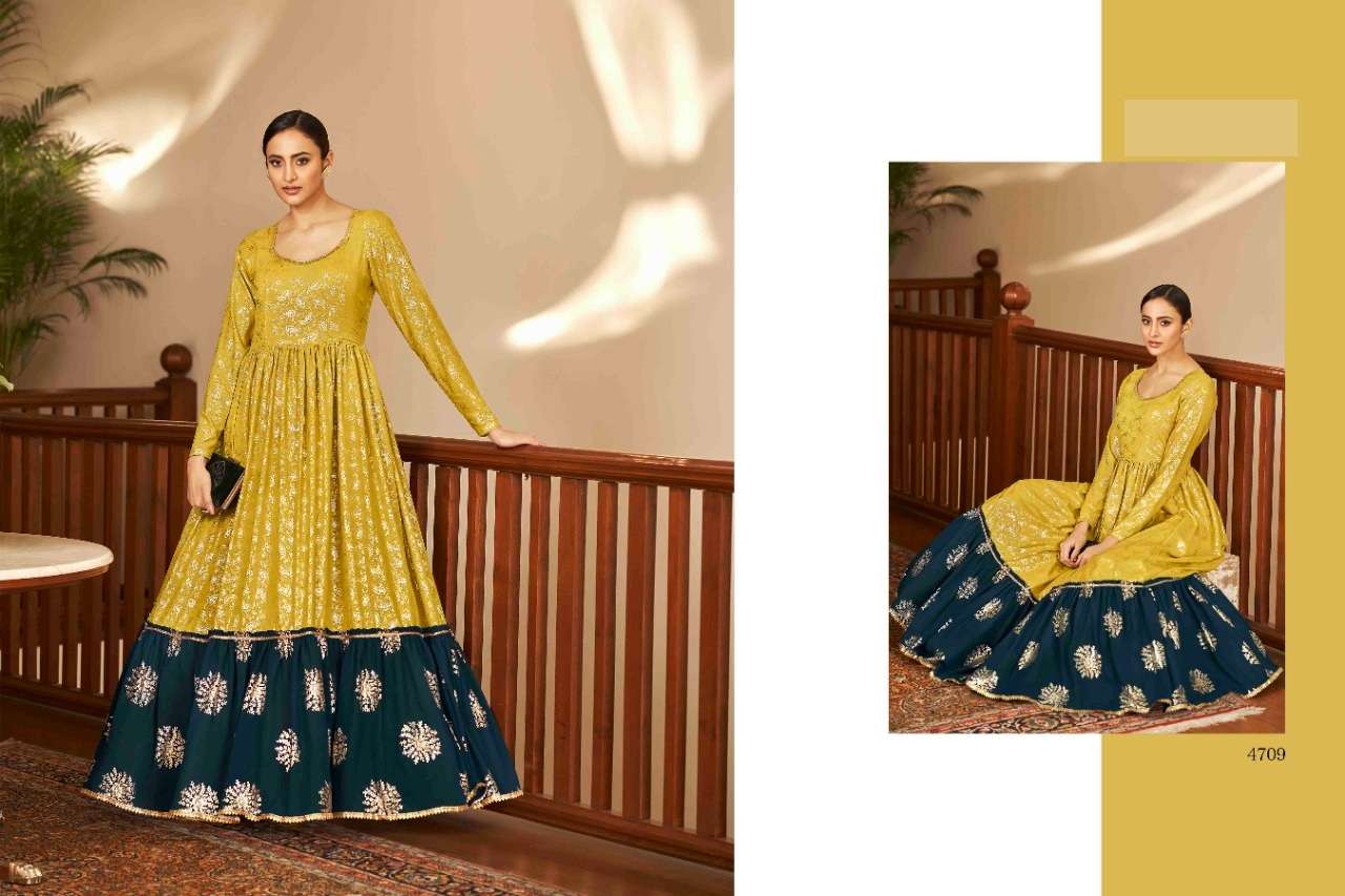 SONALI SHARMA DESIGNER FANCY WEDDING WEAR MULTI COLOR GOWN EXCLUSIVE COLLECTION 4709