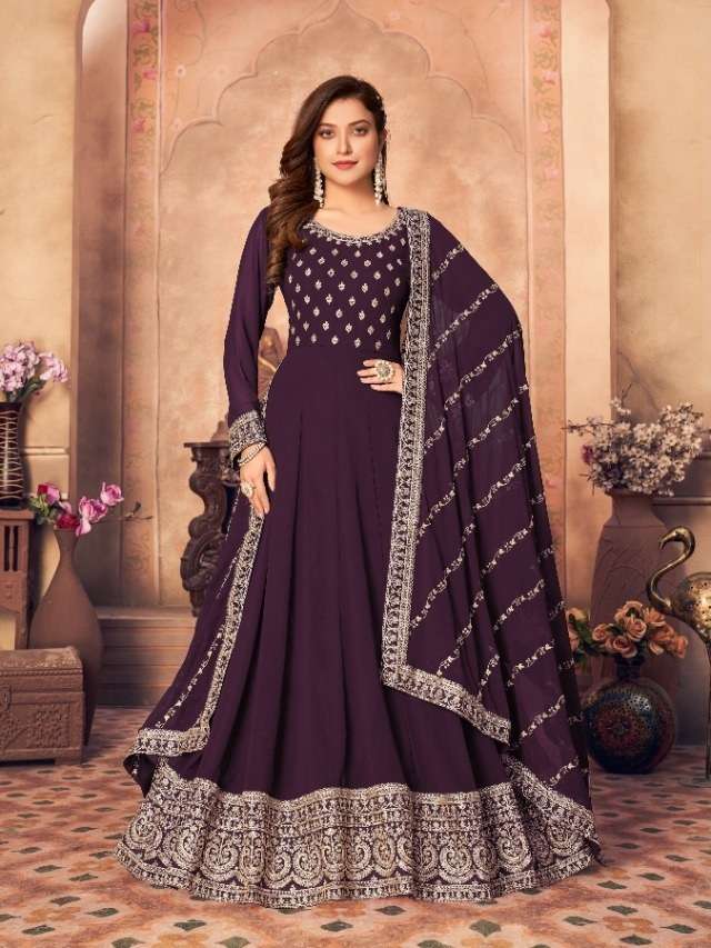 WINE DESIGNER FANCY PARTY WEAR BEST QUALITY SALWAR SUIT AANAYA 3702