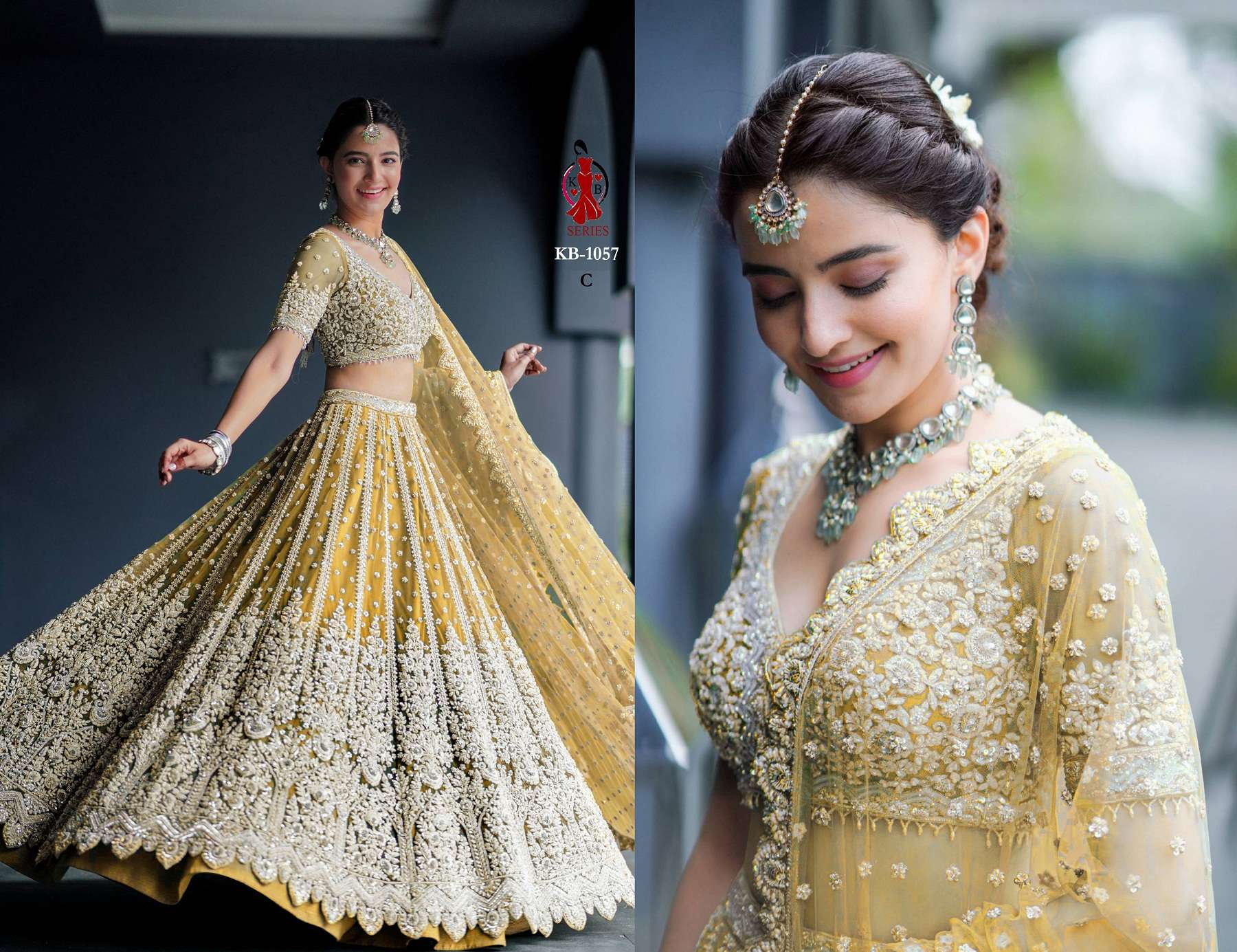 BEST QUALITY DESIGNER BOLLYWOOD WEDDING PARTY WEAR LEHENGA AT WHOLESALE RATE KB1057C