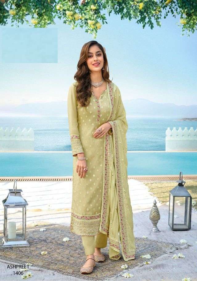 DESIGNER HOT SELLING PAKISTANI CHINON SALWAR SUIT FOR WEDDING PARTY WEAR WOMEN ASHPREET 1406