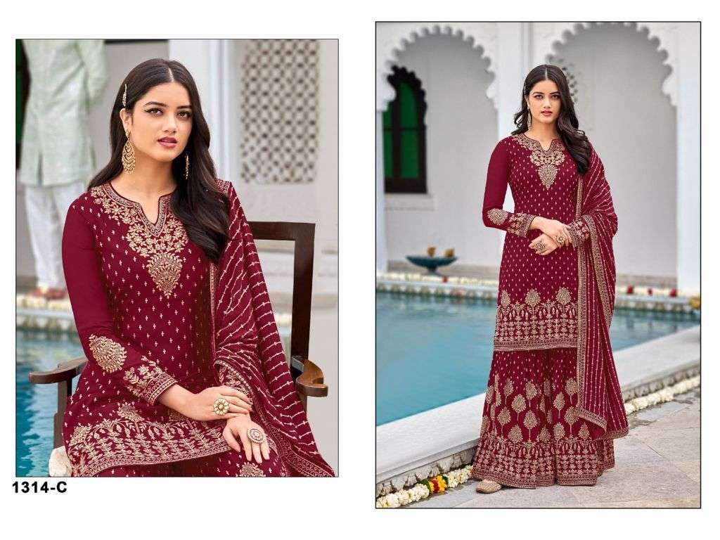 HOT SELLING DESIGNER FANCY PARTY WEAR SHARARA SALWAR SUIT JG 1314C