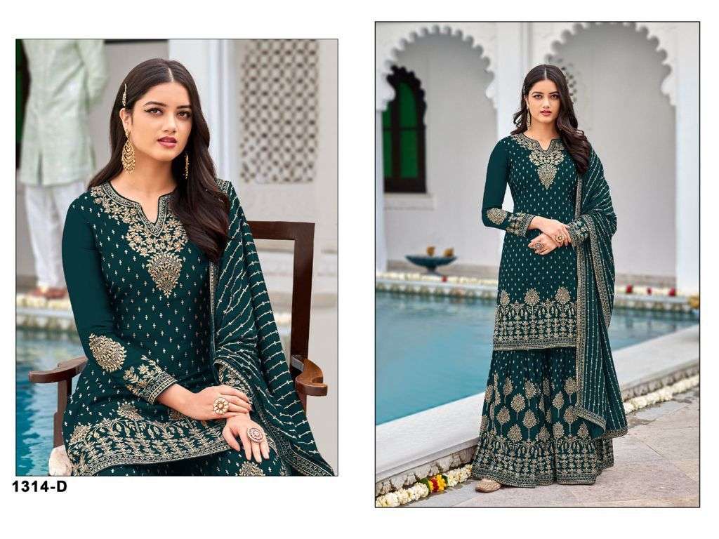 HOT SELLING DESIGNER FANCY PARTY WEAR SHARARA SALWAR SUIT JG 1314D