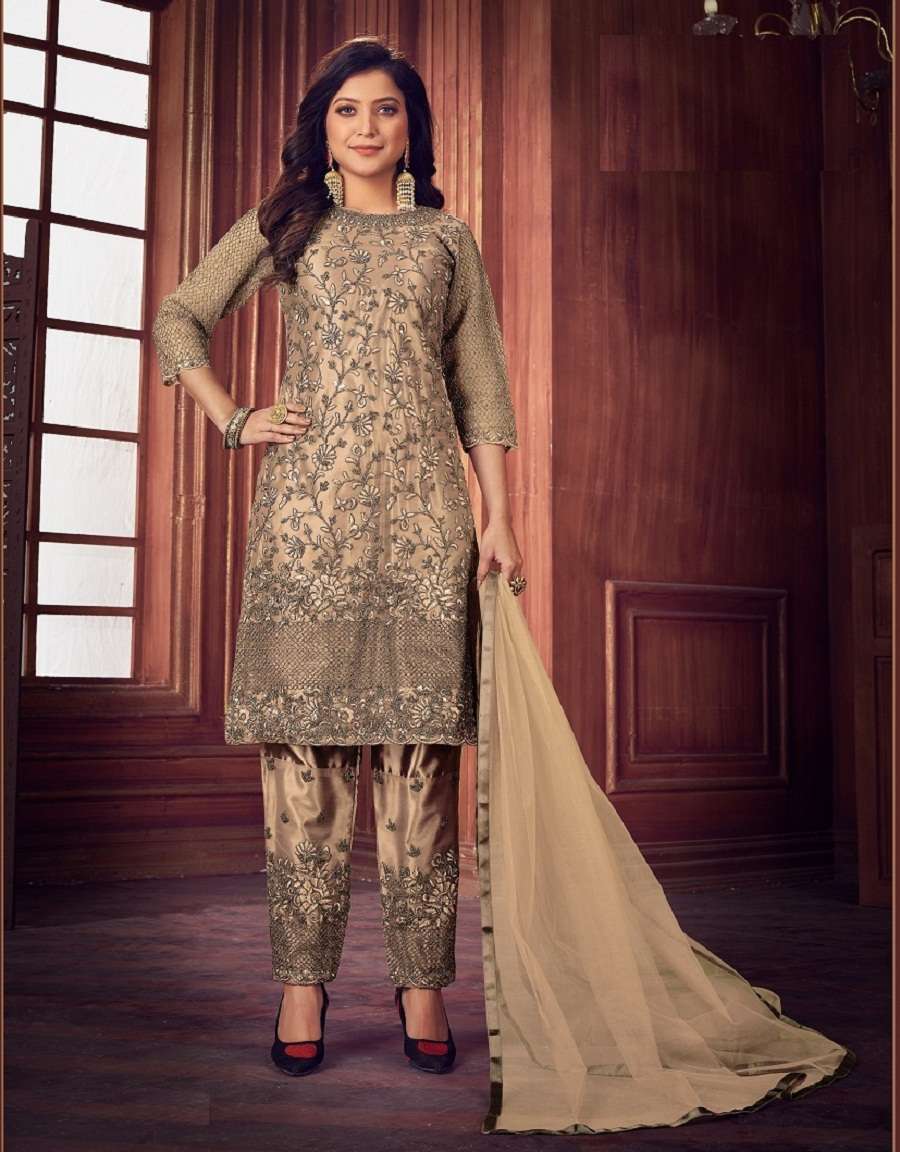 HOT SELLING DESIGNER FANCY PARTY WEAR STRAIGHT NET SALWAR SUIT EIRA 1136