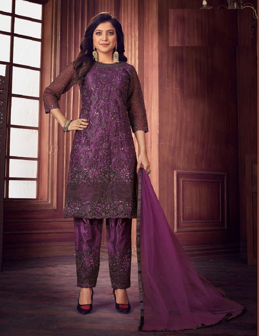 HOT SELLING DESIGNER FANCY PARTY WEAR STRAIGHT NET SALWAR SUIT EIRA 1137