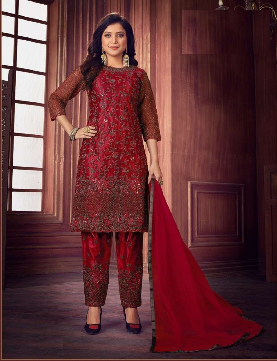 HOT SELLING DESIGNER FANCY PARTY WEAR STRAIGHT NET SALWAR SUIT EIRA 1138