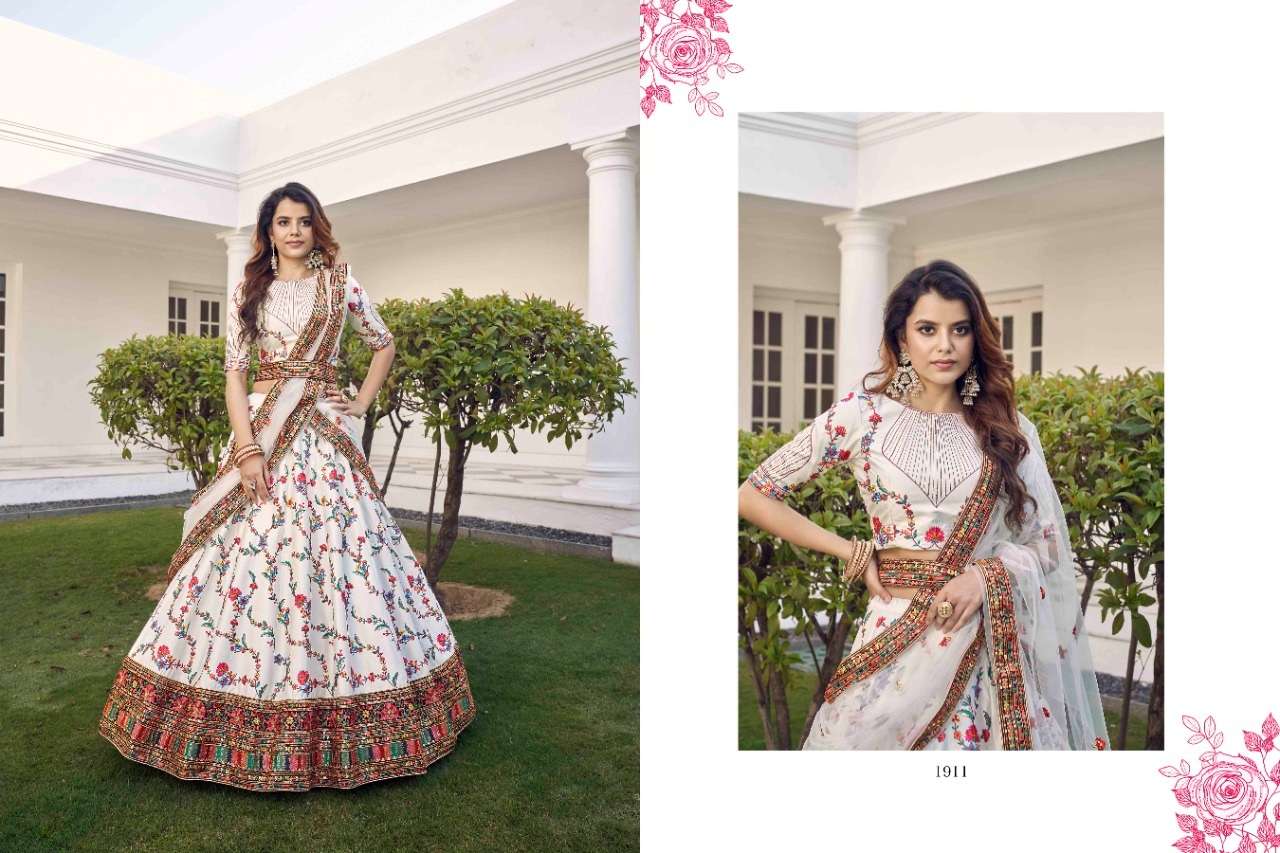 HOT SELLING LATEST DESIGNER FANCY WEDDING PARTY WEAR EMBROIDERY SILK LEHENGA CHOLI FOR WOMEN 1911