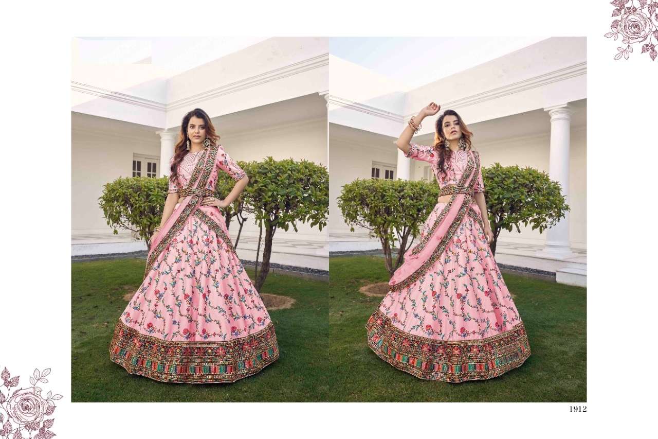 HOT SELLING LATEST DESIGNER FANCY WEDDING PARTY WEAR EMBROIDERY SILK LEHENGA CHOLI FOR WOMEN 1912