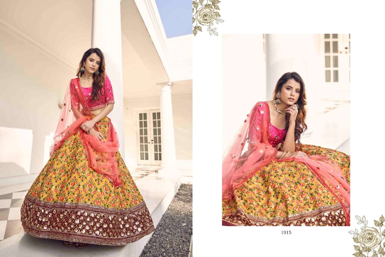 HOT SELLING LATEST DESIGNER FANCY WEDDING PARTY WEAR EMBROIDERY SILK LEHENGA CHOLI FOR WOMEN 1915