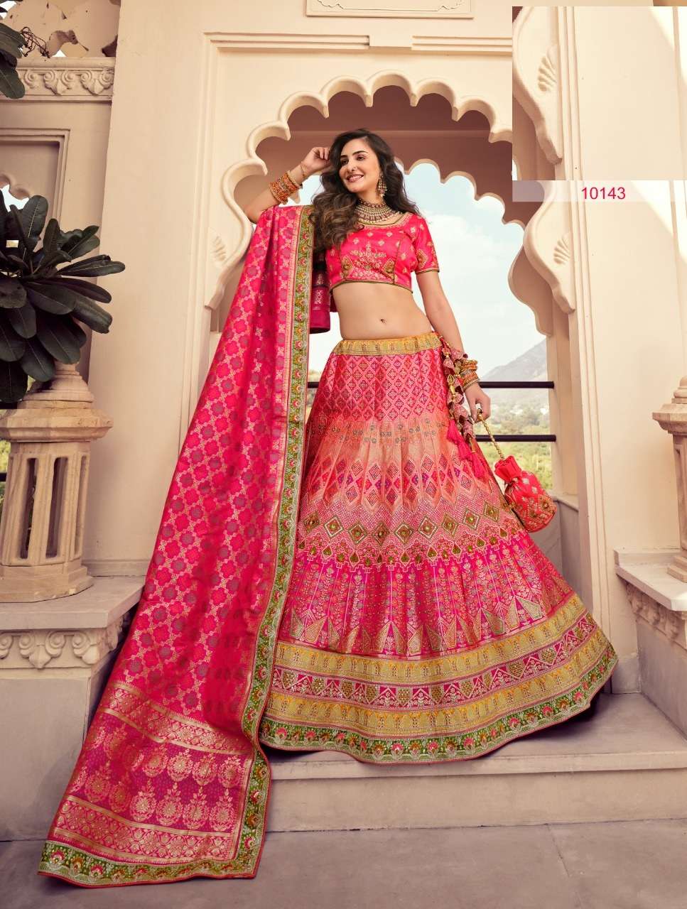 LATEST DESIGNER FANCY WEDDING PARTY WEAR WOMEN SILK LEHENGA CHOLI VRINDAVAN 10143