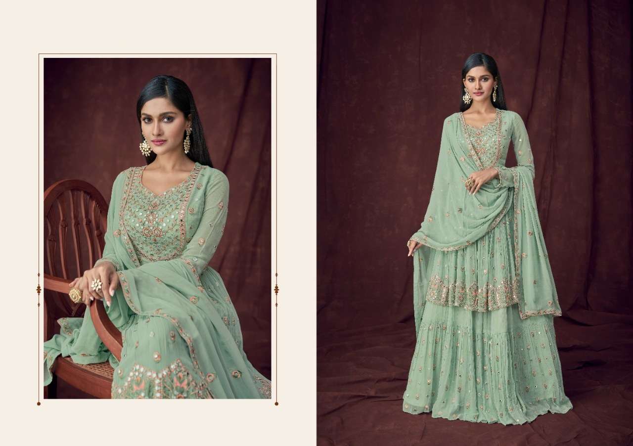 LATEST DESIGNER GEORGETTE PARTY WEAR SHARARA SALWAR SUIT FOE LADIES GIRL WOMEN GULKARIYA 7108