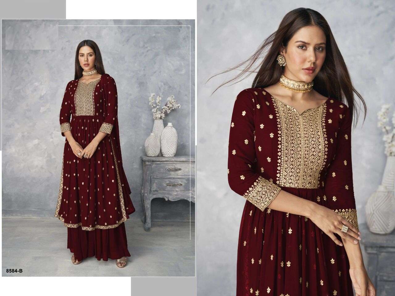 NEW ARRIVAL DESIGNER PALAZZO STYLE GEORGETTE SALWAR SUIT FOR WOMEN PARTY WEAR JG 8584 B