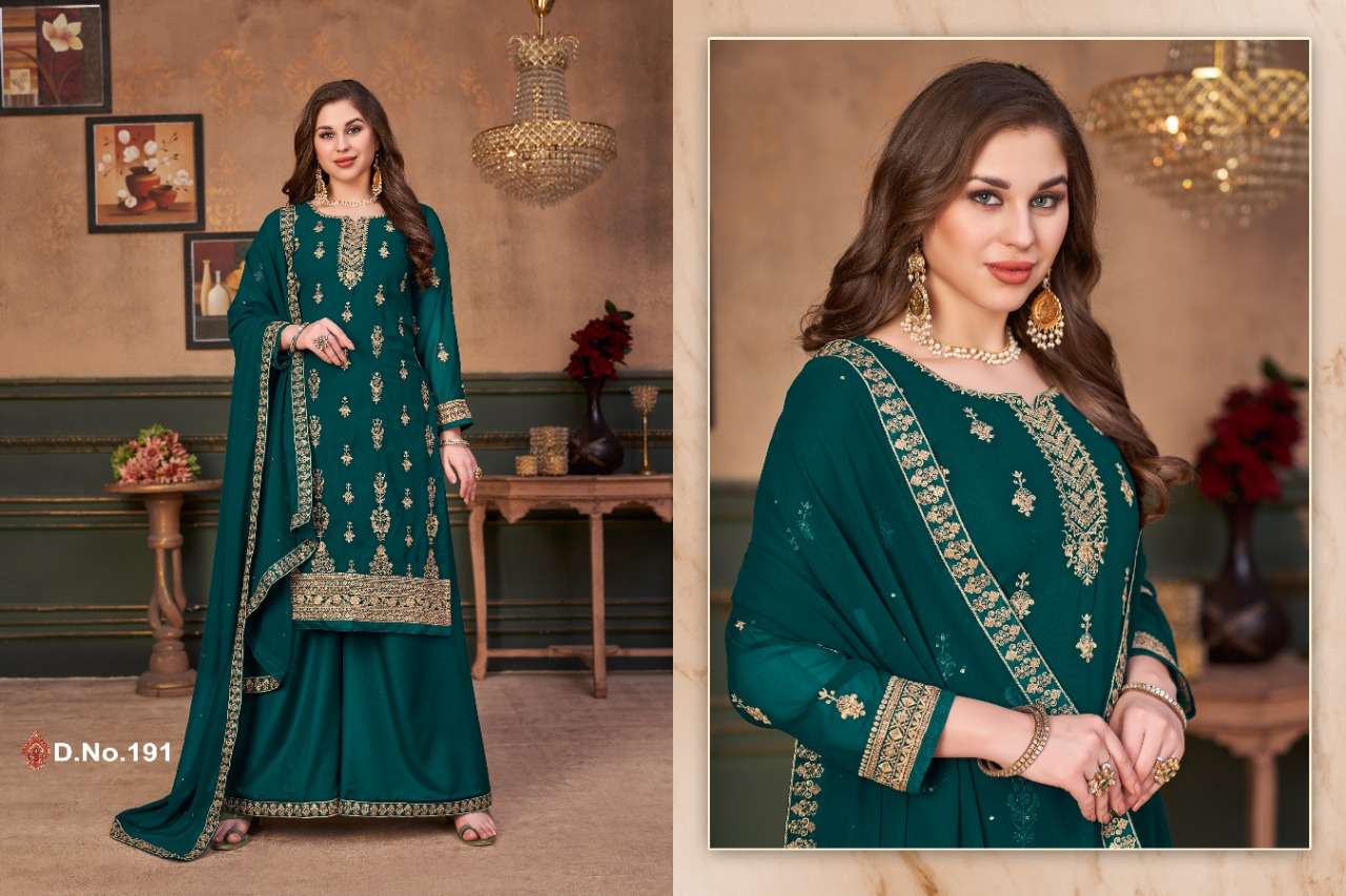 NEW ARRIVAL PLAZZO STYLE GREEN SALWAR SUIT FOR WEDDING PARTY FUNCTION WEAR VAANI 191