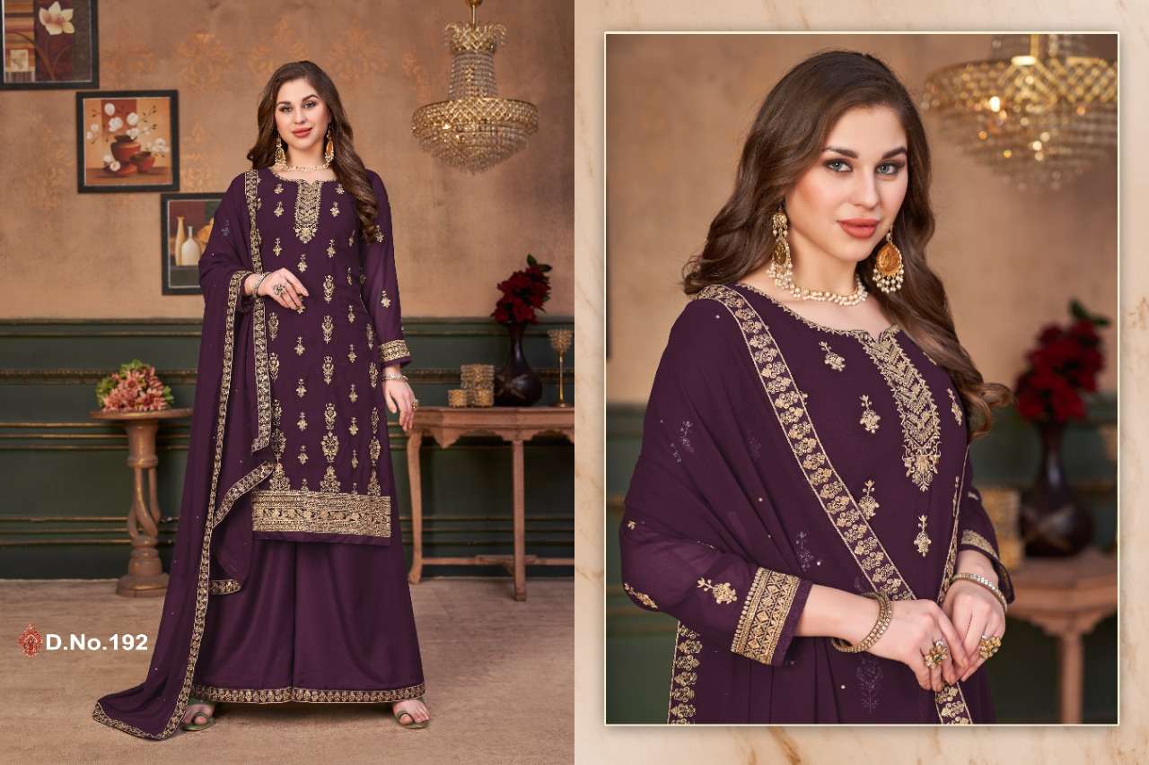 NEW ARRIVAL PLAZZO STYLE WINE SALWAR SUIT FOR WEDDING PARTY FUNCTION WEAR VAANI 192