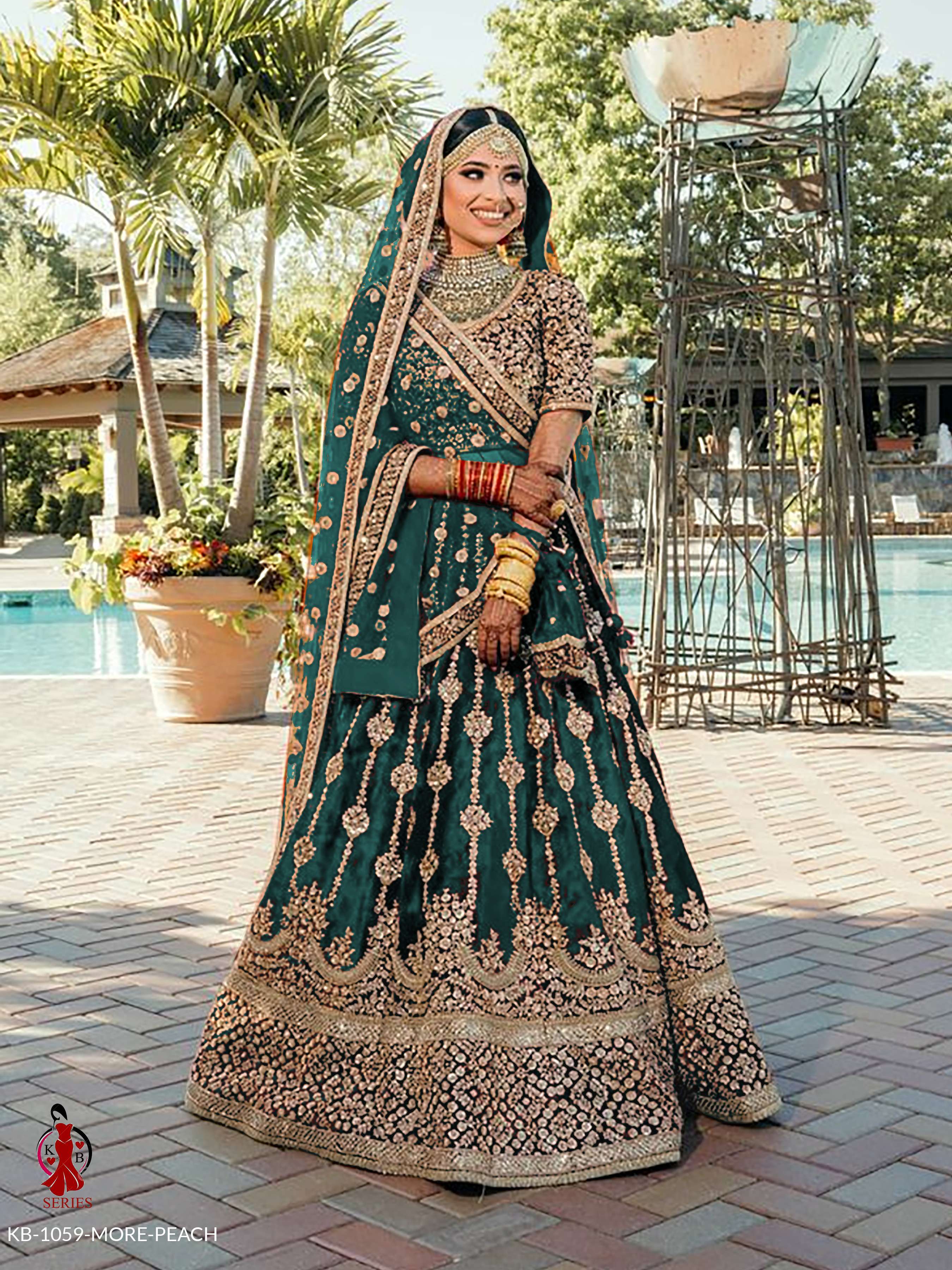 RAMA DESIGNER EMBROIDERY VELVET LEHENGA FOR WOMEN WEDDING PARTY WEAR KB1059