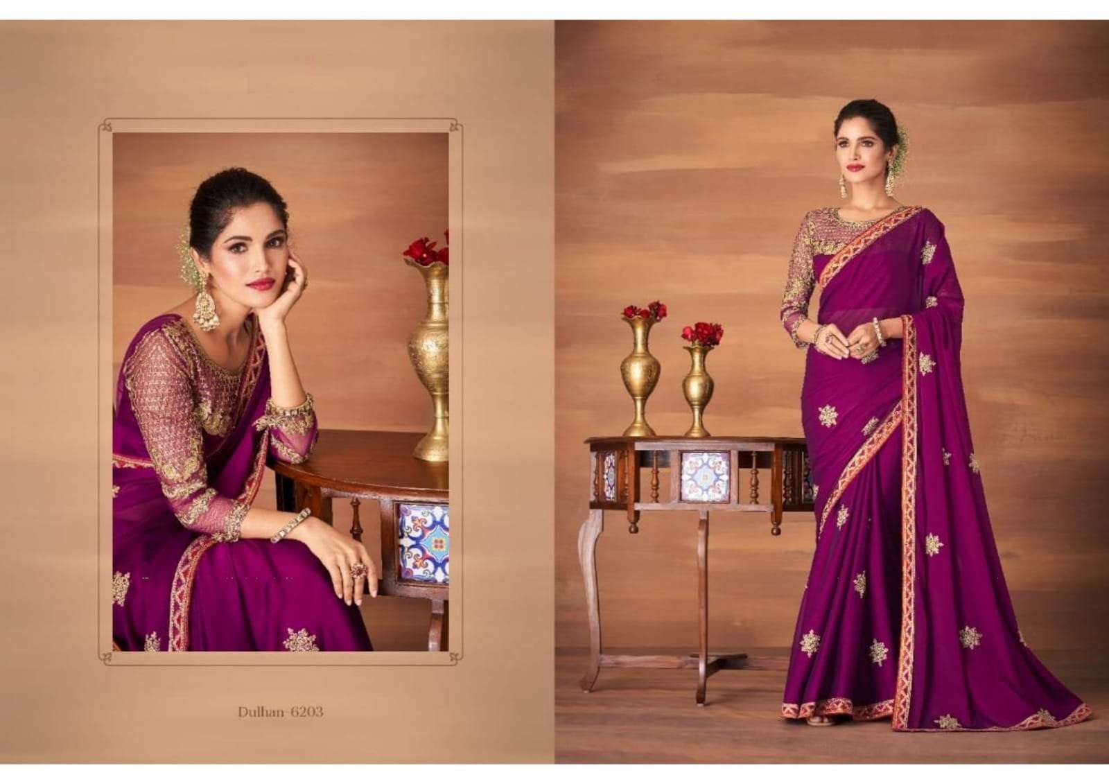 BEST QUALITY DESIGNER WEDDING PARTY WEAR GEORGETTE SILK SAREE AT WHOLESALE RATE TFH DULHAN 6203