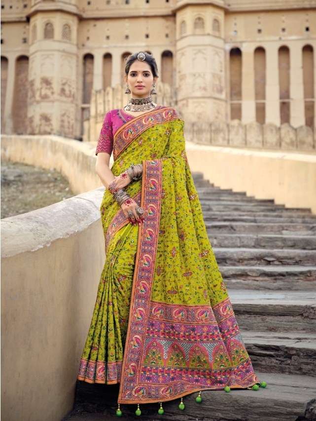 BEST QUALITY DESIGNER WEDDING PARTY WEAR SILK SAREE AT WHOLESALE RATE MN SAREE KACHCHI WORK-3- 6205