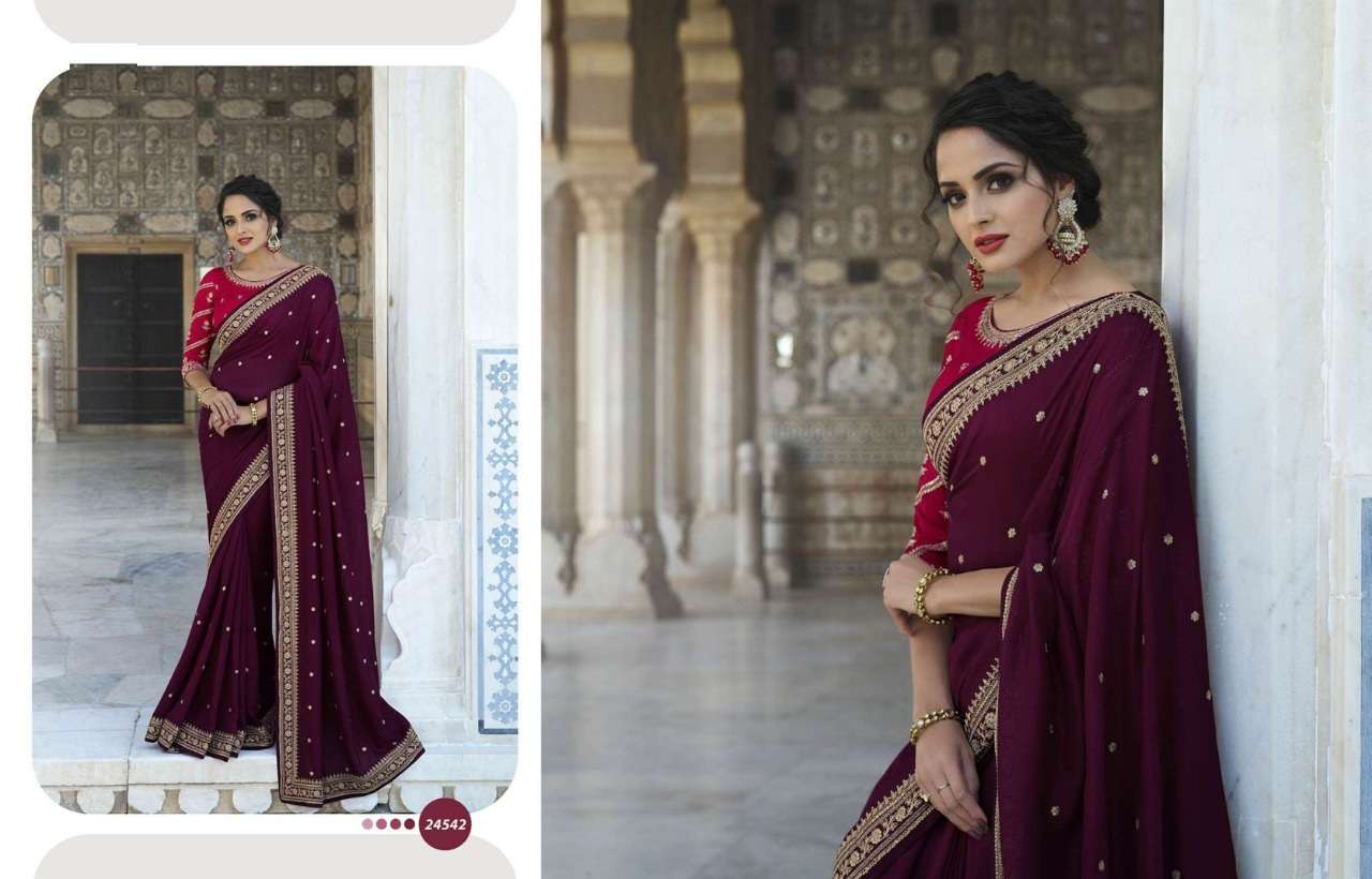 DESIGNER FANCY GEORGETTE EMBROIDERY PARTY WEAR SAREE COLLECTION VINAY 24542