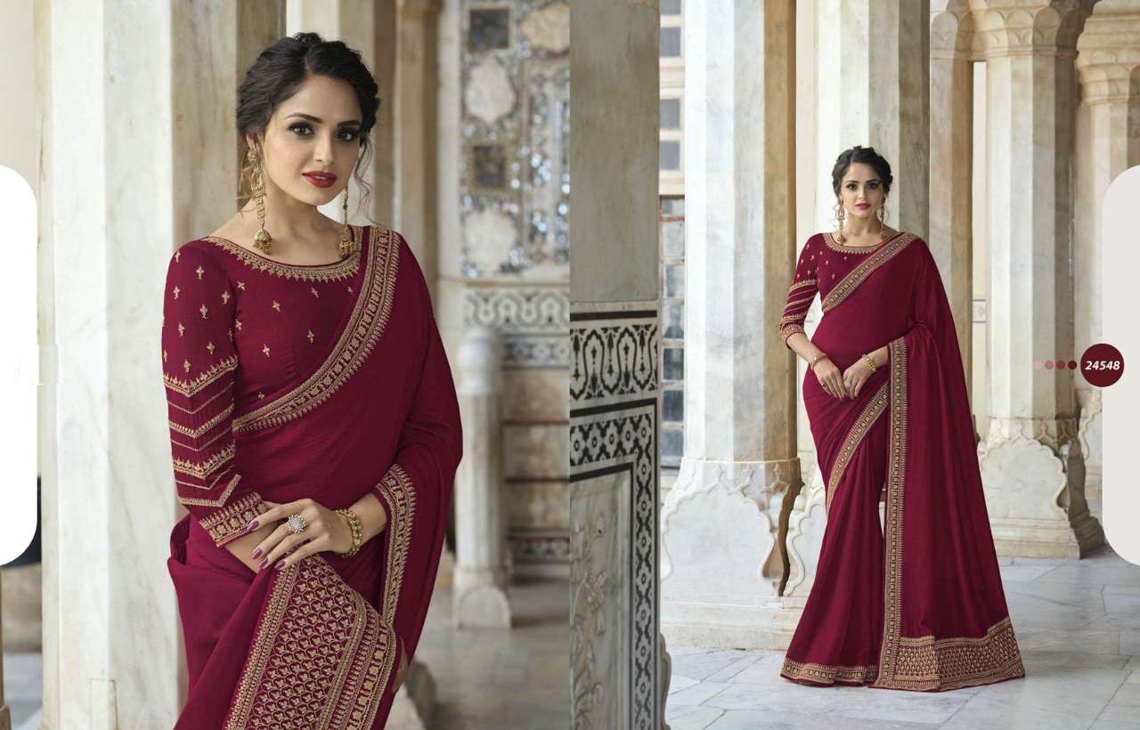 DESIGNER FANCY GEORGETTE EMBROIDERY PARTY WEAR SAREE COLLECTION VINAY 24548