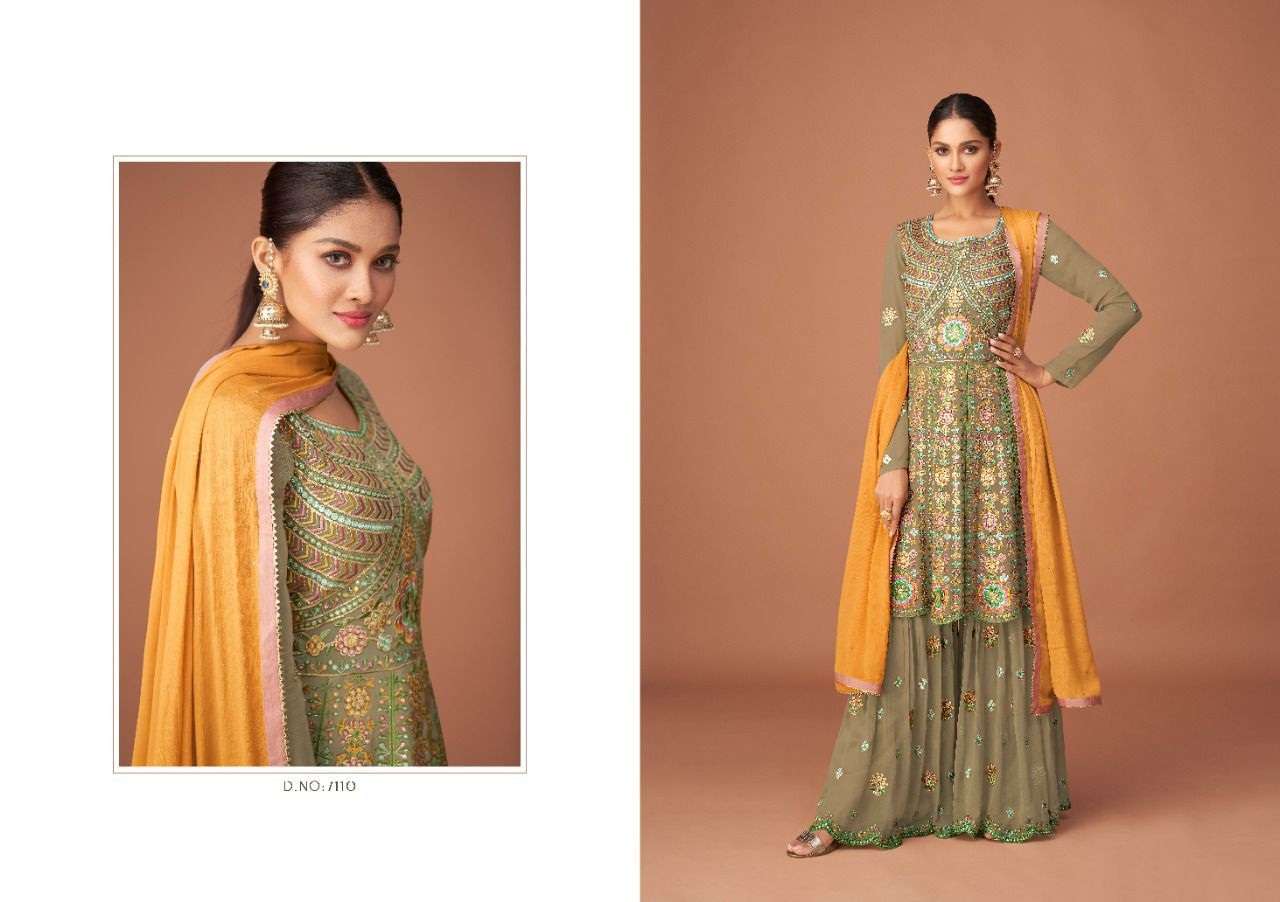 DESIGNER FANCY PARTY WEAR SHARARA SALWAR SUIT FOR WOMAN GULKARIYA 7110