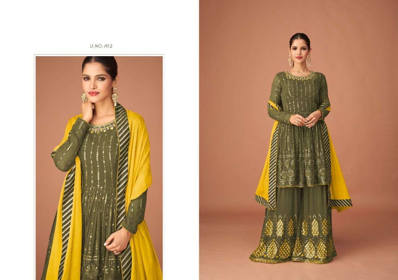 DESIGNER FANCY PARTY WEAR SHARARA SALWAR SUIT FOR WOMAN GULKARIYA 7112