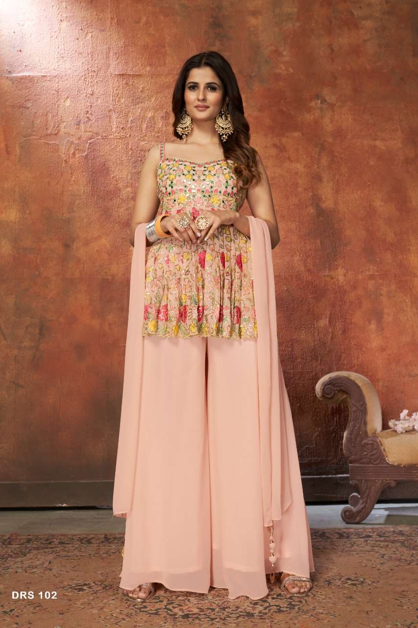 DESIGNER FANCY PEACE WESTERN CROP TOP PARTY WEAR SALWAR SUIT DRS 102