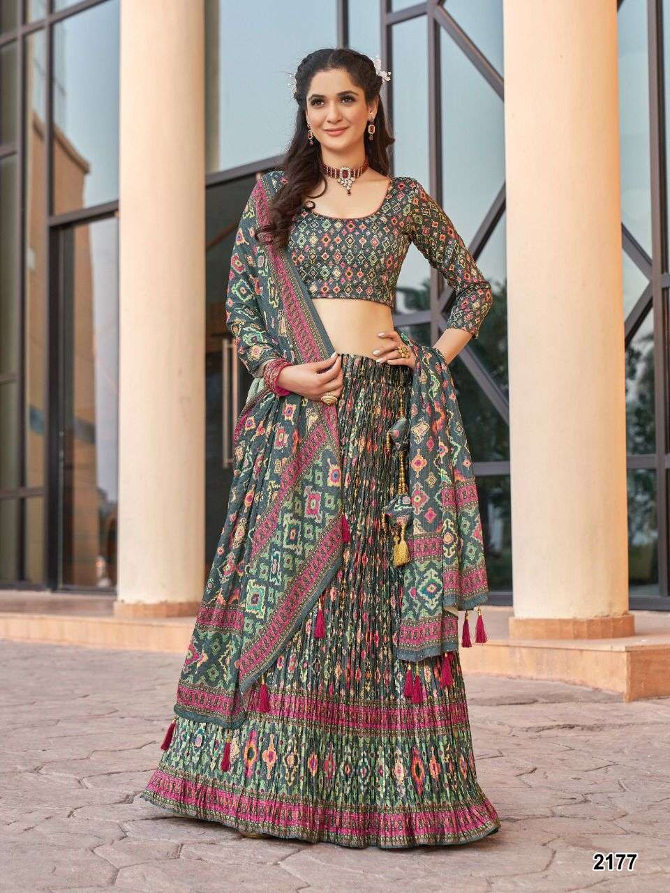 DESIGNER FANCY WEDDING PARTY WEAR SILK LEHENGA FOR WOMEN SF 2177