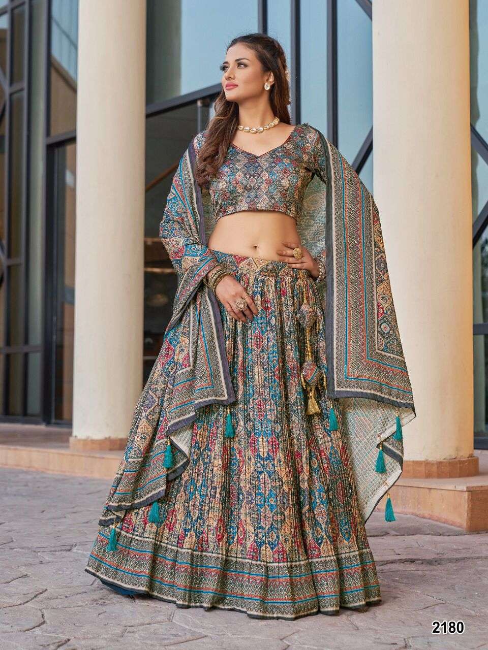 DESIGNER FANCY WEDDING PARTY WEAR SILK LEHENGA FOR WOMEN SF 2180