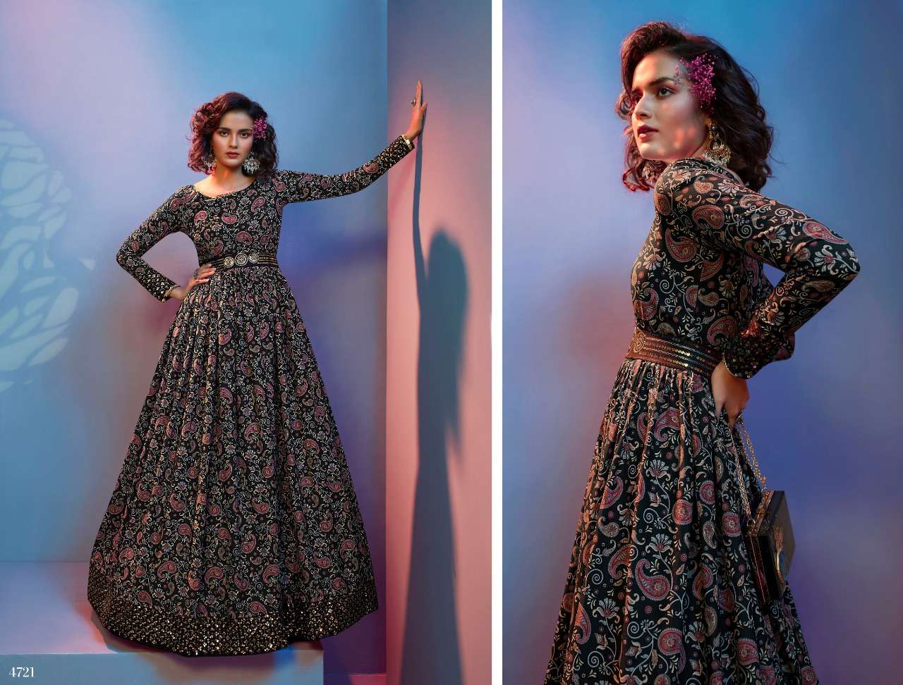 DESIGNER PARTY WEAR FANCY SEQUENCE WORK PRINTED GOWN SALWAR SUIT FOR WOMEN PARTY WEAR AF4721