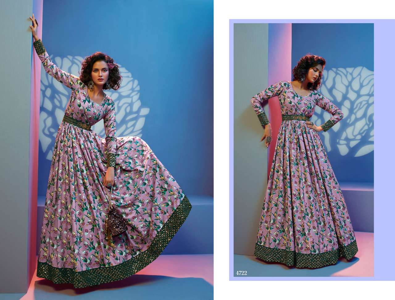 DESIGNER PARTY WEAR FANCY SEQUENCE WORK PRINTED GOWN SALWAR SUIT FOR WOMEN PARTY WEAR AF4722