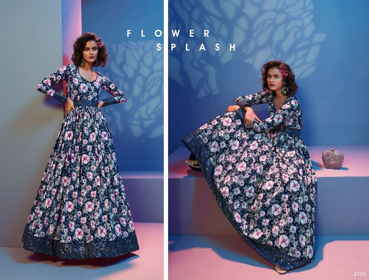 DESIGNER PARTY WEAR FANCY SEQUENCE WORK PRINTED GOWN SALWAR SUIT FOR WOMEN PARTY WEAR AF4724