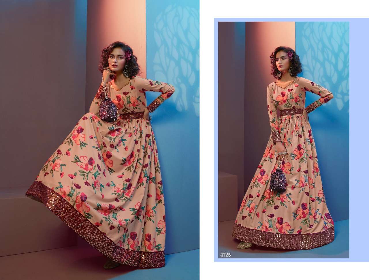 DESIGNER PARTY WEAR FANCY SEQUENCE WORK PRINTED GOWN SALWAR SUIT FOR WOMEN PARTY WEAR AF4725