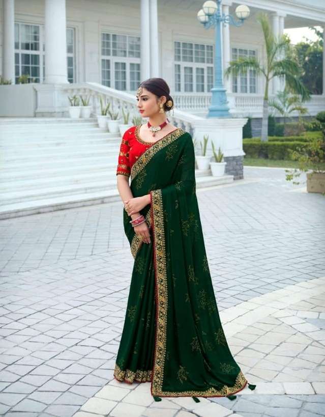 DESIGNER WEDDING PARTY FUNCTION WEAR GEORGETTE SAREE EXCLUSIVE COLLECTION SULAKSHMI 1111