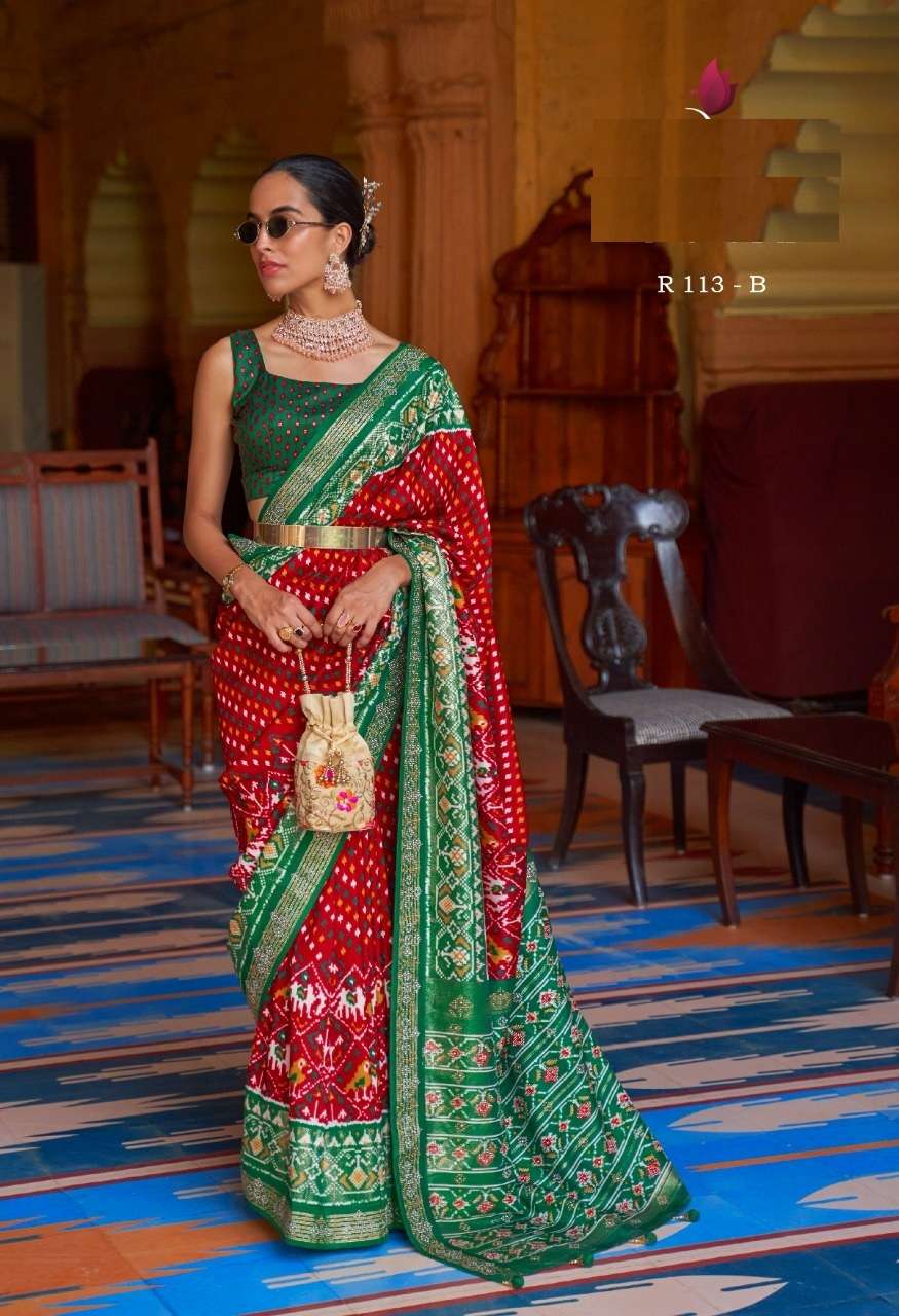 HOT SELLING DESIGNER BANARASI SILK SAREE EXCLUSIVE COLLECTION FOR WEDDING PARTY WEAR REVAA GOURI 113B COLOR