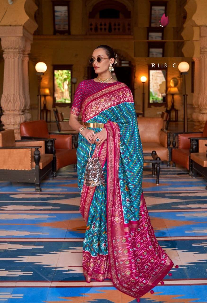 HOT SELLING DESIGNER BANARASI SILK SAREE EXCLUSIVE COLLECTION FOR WEDDING PARTY WEAR REVAA GOURI 113C COLOR