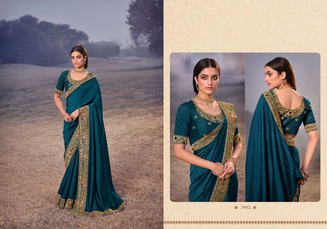 HOT SELLING DESIGNER SILK SAREE EXCLUSIVE COLLECTION FOR WEDDING PARTY WEAR KAVIRA 3902