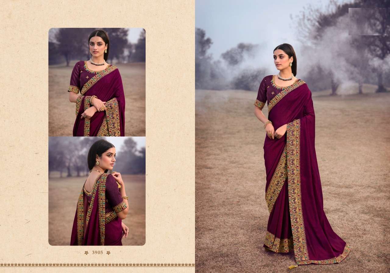 HOT SELLING DESIGNER SILK SAREE EXCLUSIVE COLLECTION FOR WEDDING PARTY WEAR KAVIRA 3905